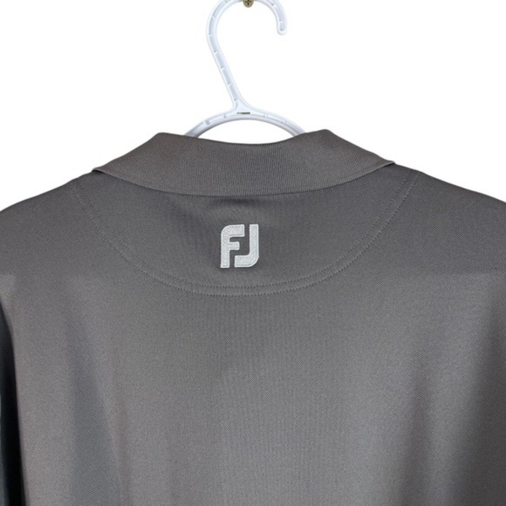 FootJoy Mens L Athletic Fit Golf Polo Shirt Gray Colorblock Stretch BandedSleeve - Picture 3 of 8